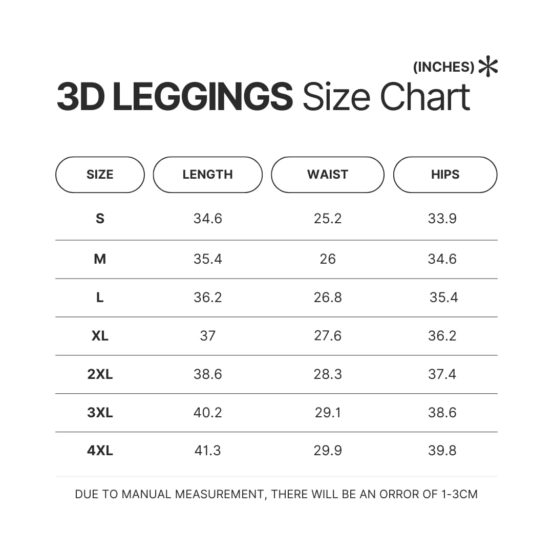 Leggings Size Chart - Genshin Impact UK Shop