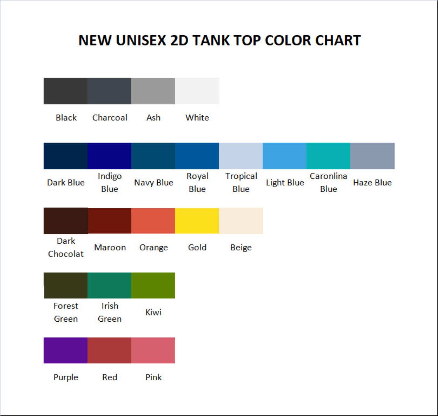 tank top color chart - Genshin Impact UK Shop
