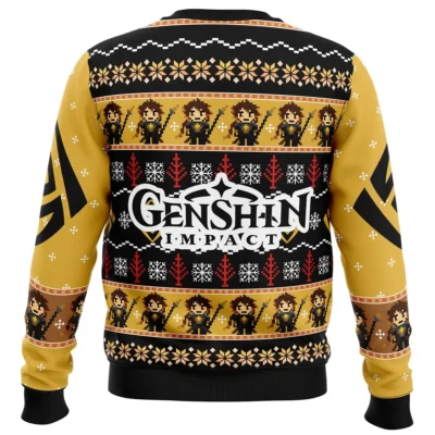 Alternative view of Zhongli Genshin Impact Ugly Christmas Sweater