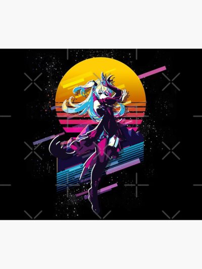 Alternative view of Fischl Genshin Impact 80S Retro Tapestry