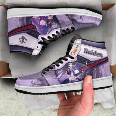 Alternative view of Raiden Shogun Custom Genshin Impact High-Top Leather Sneakers