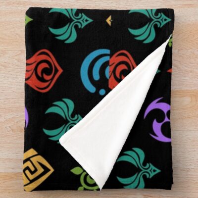 Alternative view of Genshin Impact All Elements Throw Blanket