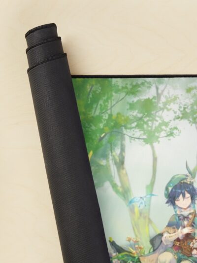 Alternative view of Genshin Impact Venti Harp Squirrel Wood Tree Stump White Tights Wallpaper Mouse Pad