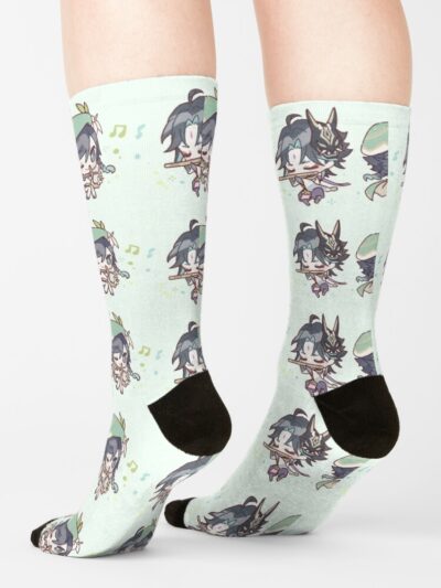 Alternative view of Genshin Impact Chibi Venti And Xiao Socks